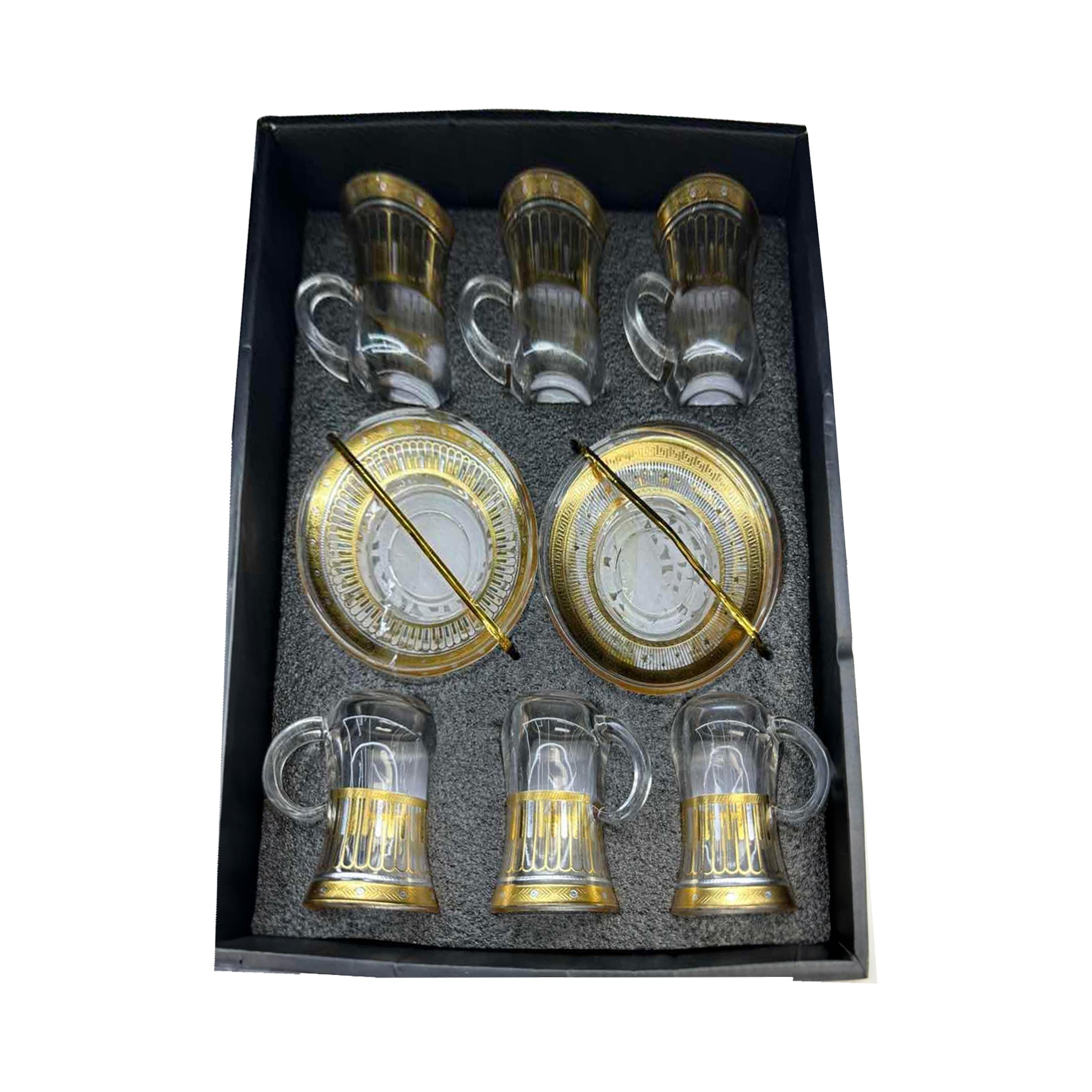 Glass Tea Cup 6pcs Set Cups/Saucers - 257-6+6FGA-20