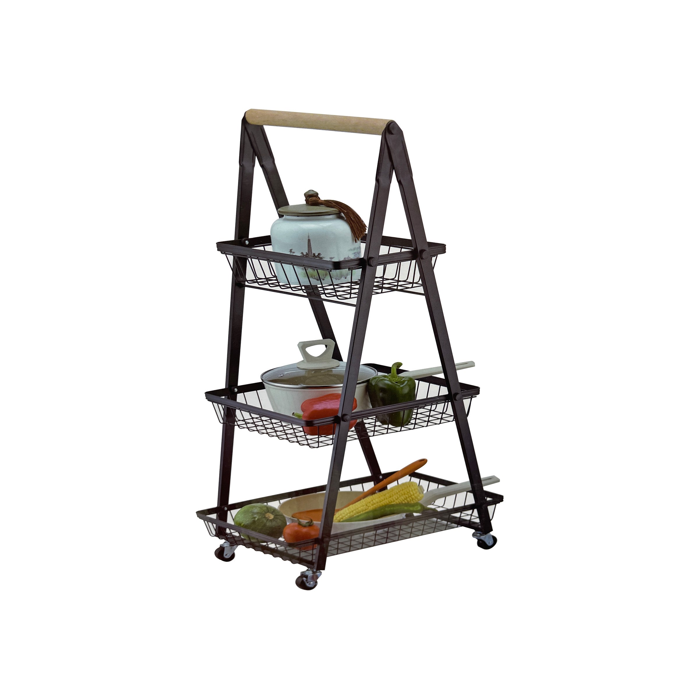 Storage Basket Cart 3 Layers Black - 3033