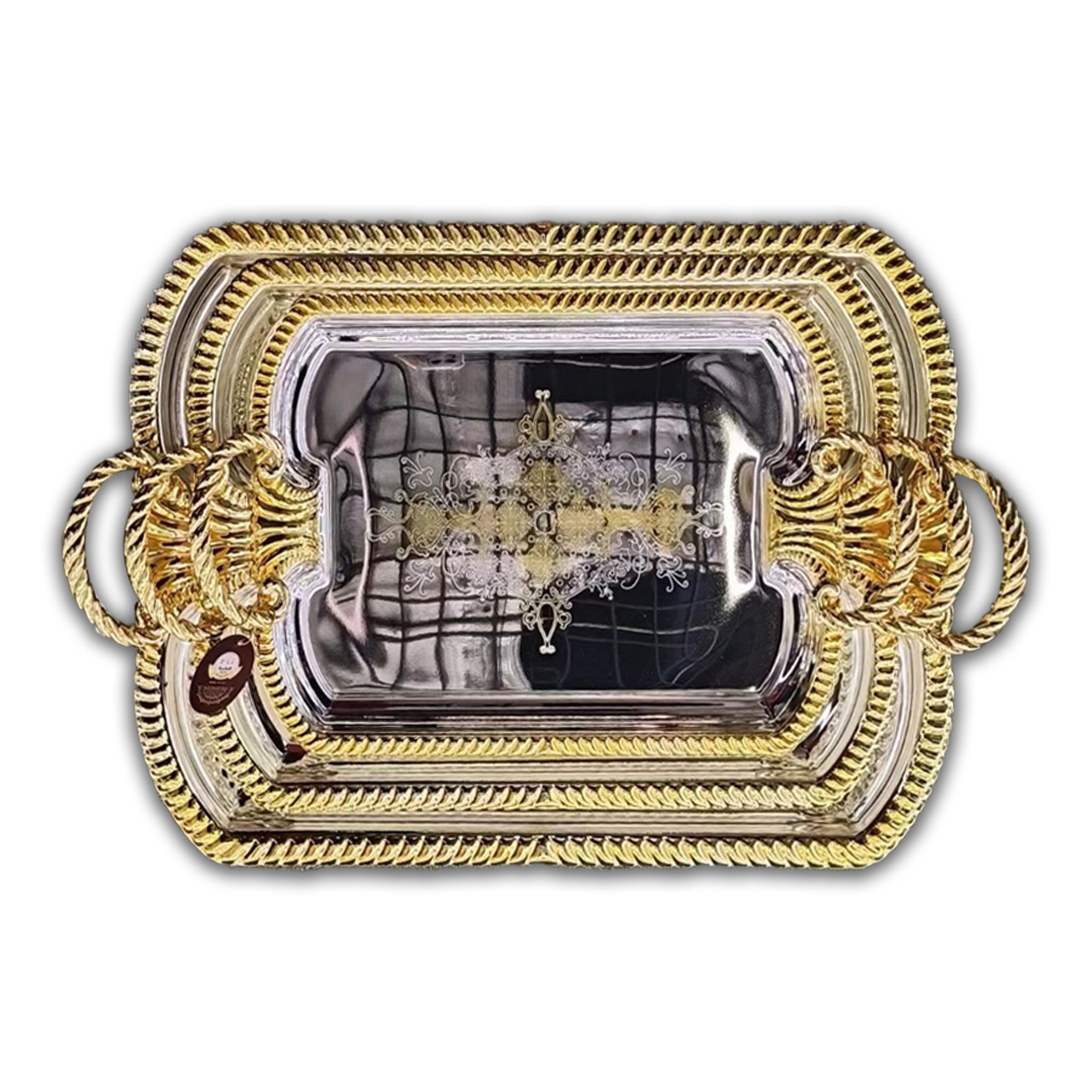 Metal Tray Set 3pcs Silver-Gold - 5-1234-SG