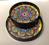 BLACK WOOD TRAY 2 SET RECTANGLE FA4347B-ML