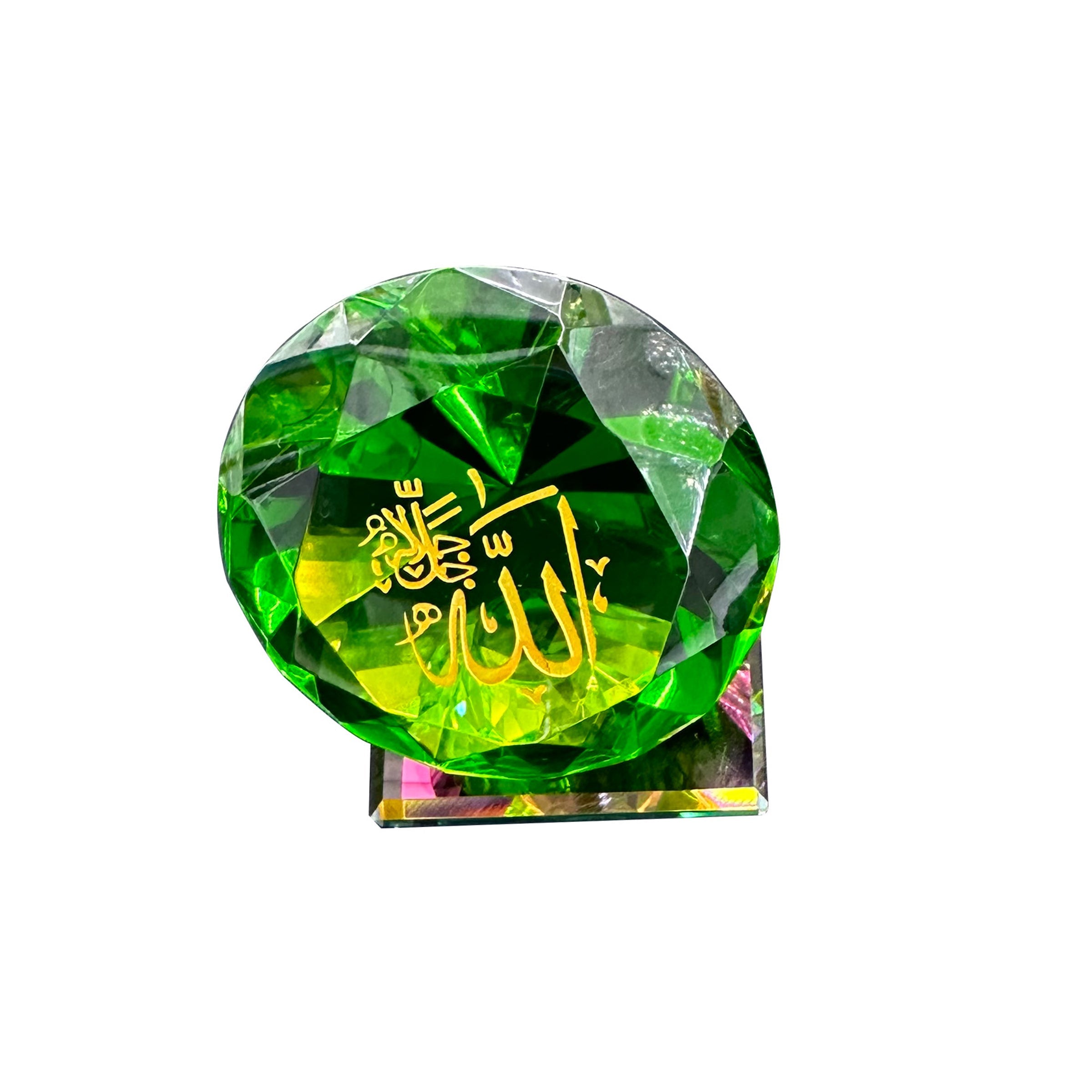 Crystal Decor with Light Allah 80mm Green - 7804-24