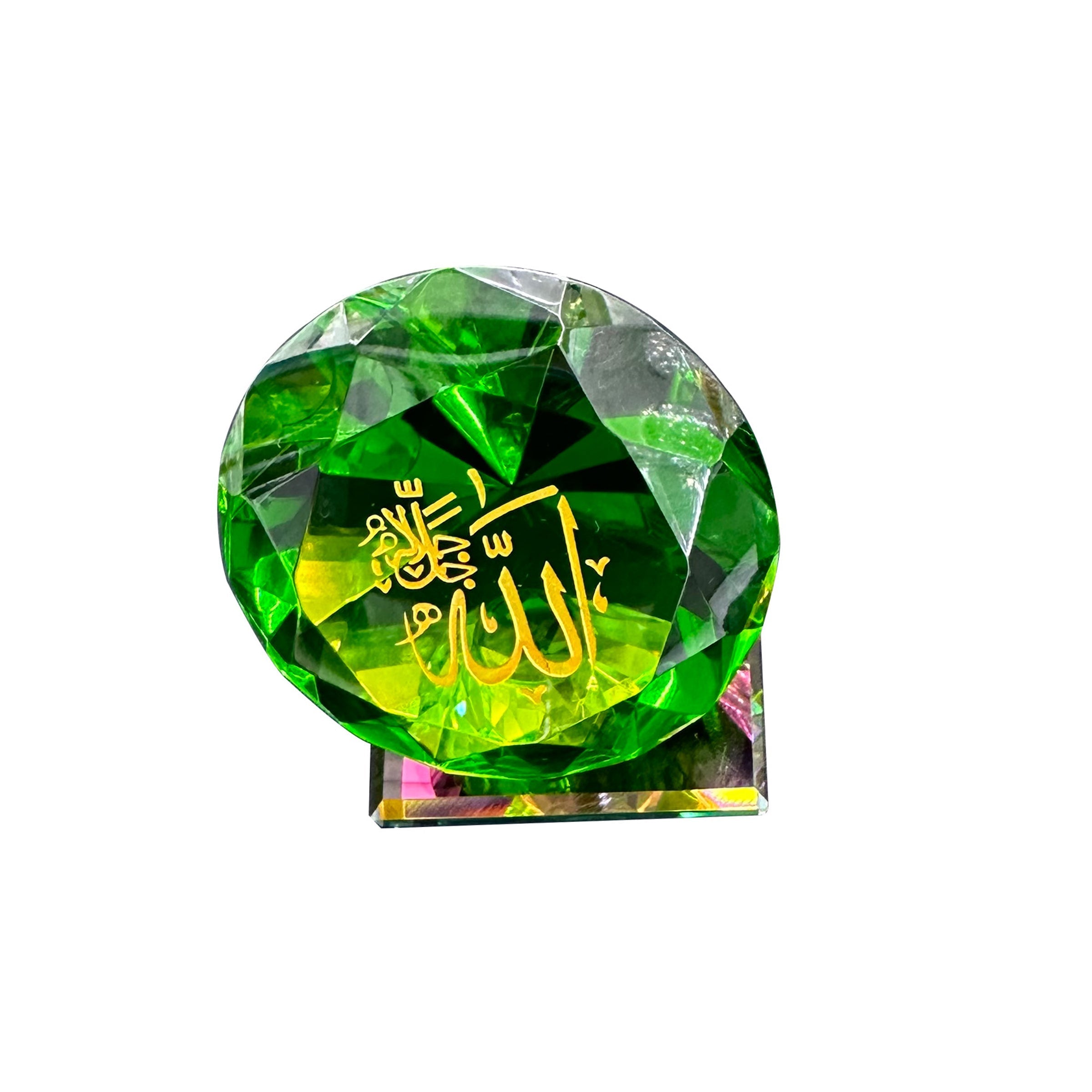 Crystal Decor with Light Allah 80mm Green - 7804-24
