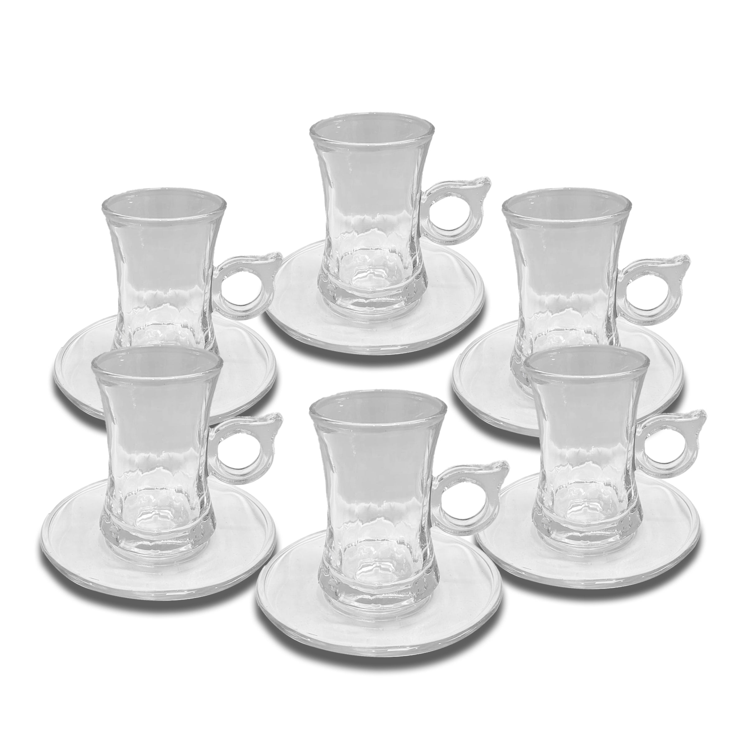 Glass Tea Cup 6pcs Set Cups/Saucers - CS-019