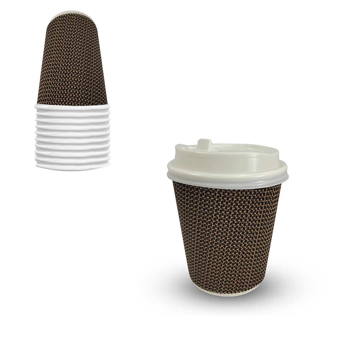 8oz Ripple Paper Cup + Lid Set Single Pack 10sets/pack - DS-RPL8-pack