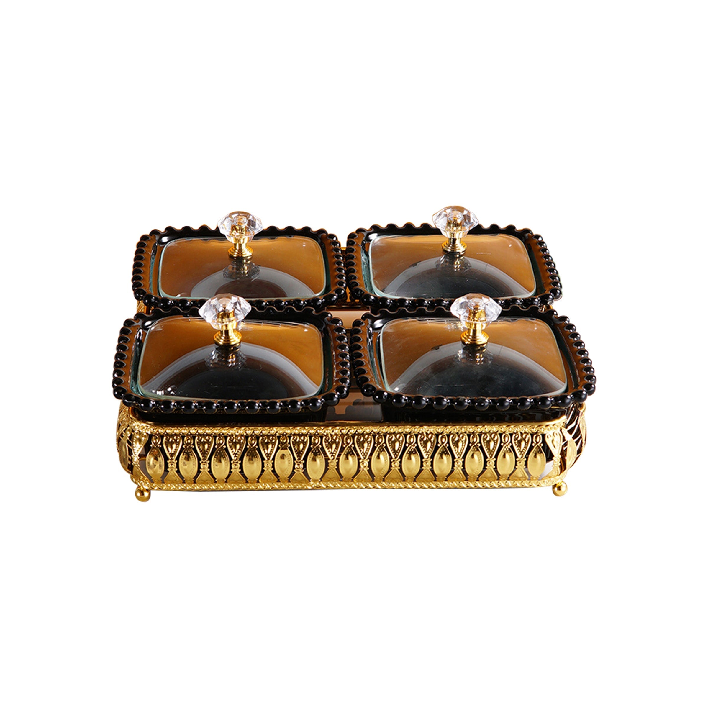 Candy Bowl & Tray Set 4 Bowls/1 Tray Black - JY-463B