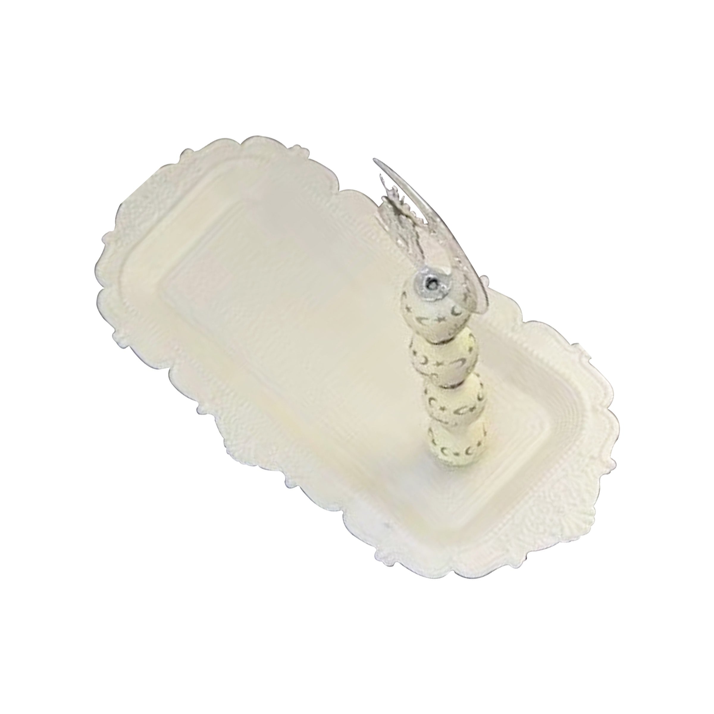 Ramadan Tray with bead (Lace edge) Beige - RM25-231