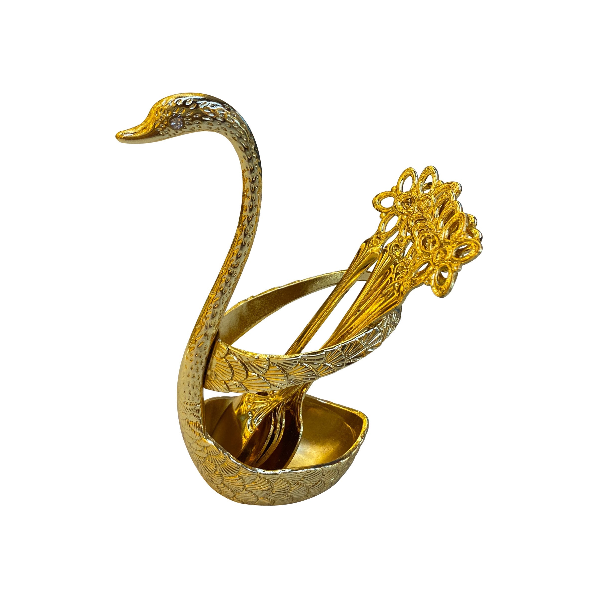 Swan Holder With Fork Set 4.5x11.5cm Gold - SJ0944-1FK G