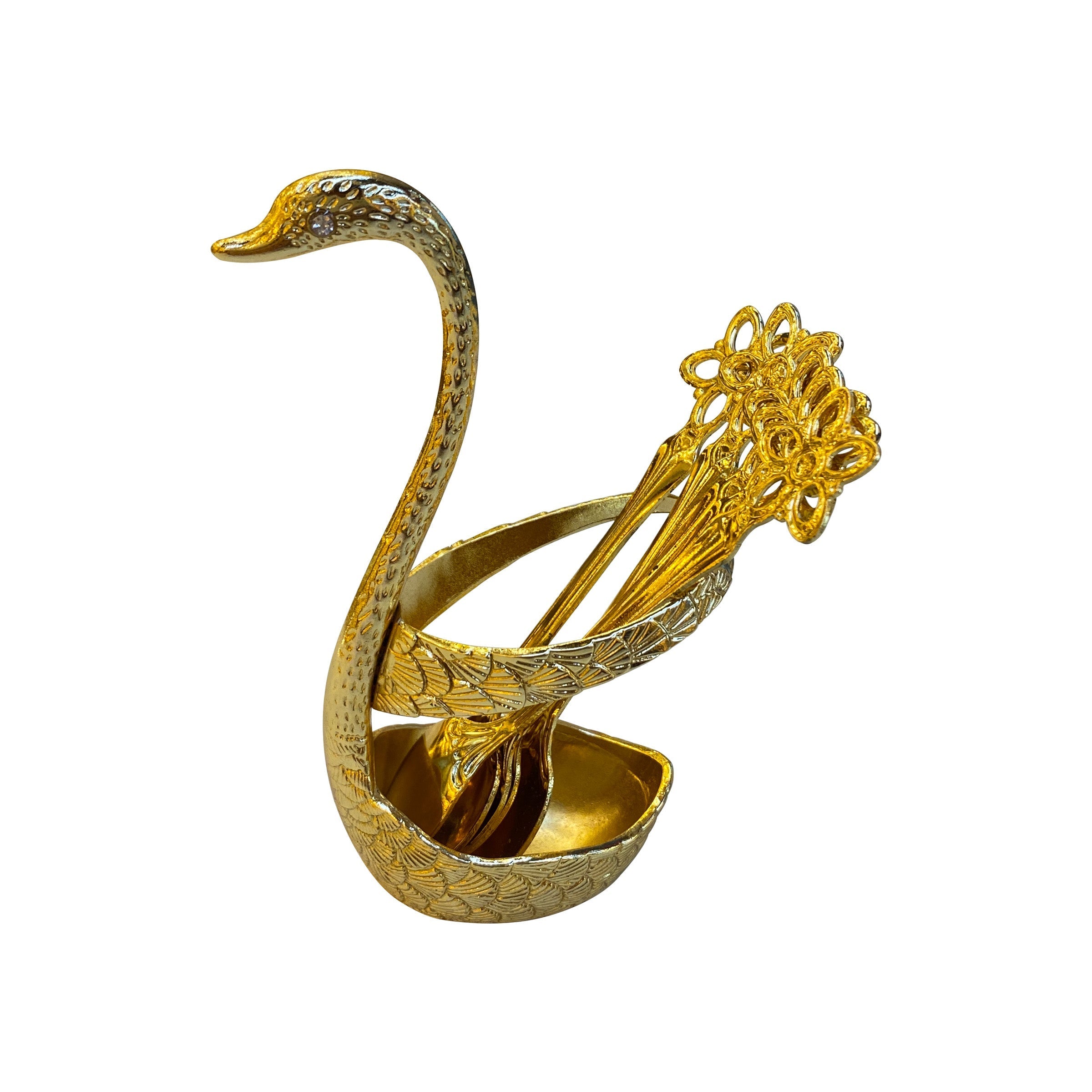 Swan Holder With Spoon Set 4.5x11.5cm Gold - SJ0944-1SP G