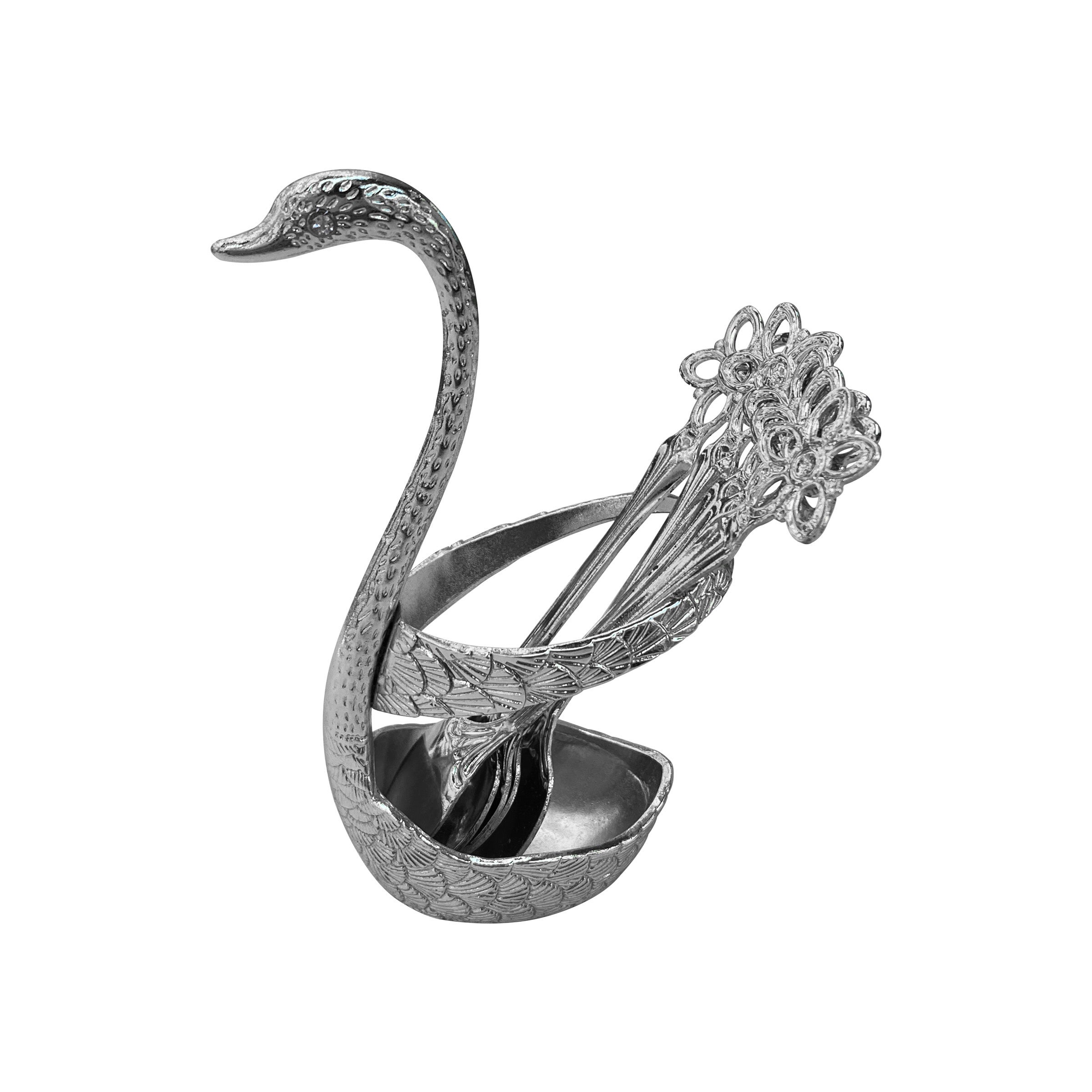 Swan Holder With Spoon Set 4.5x11.5cm Silver - SJ0944-1SP S