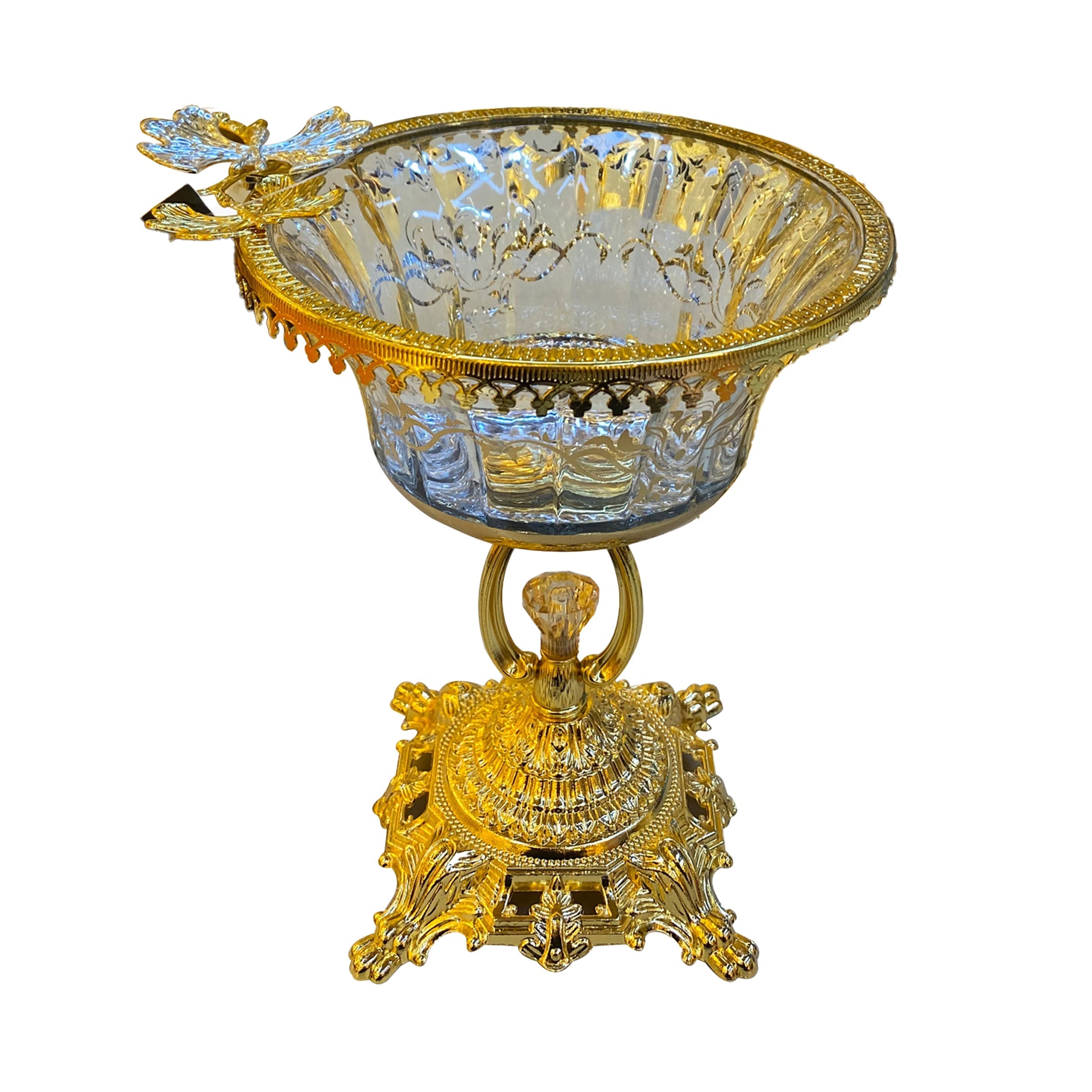 Metal and Glass Candy Bowl 15x16.5cm Gold - SJ1071L