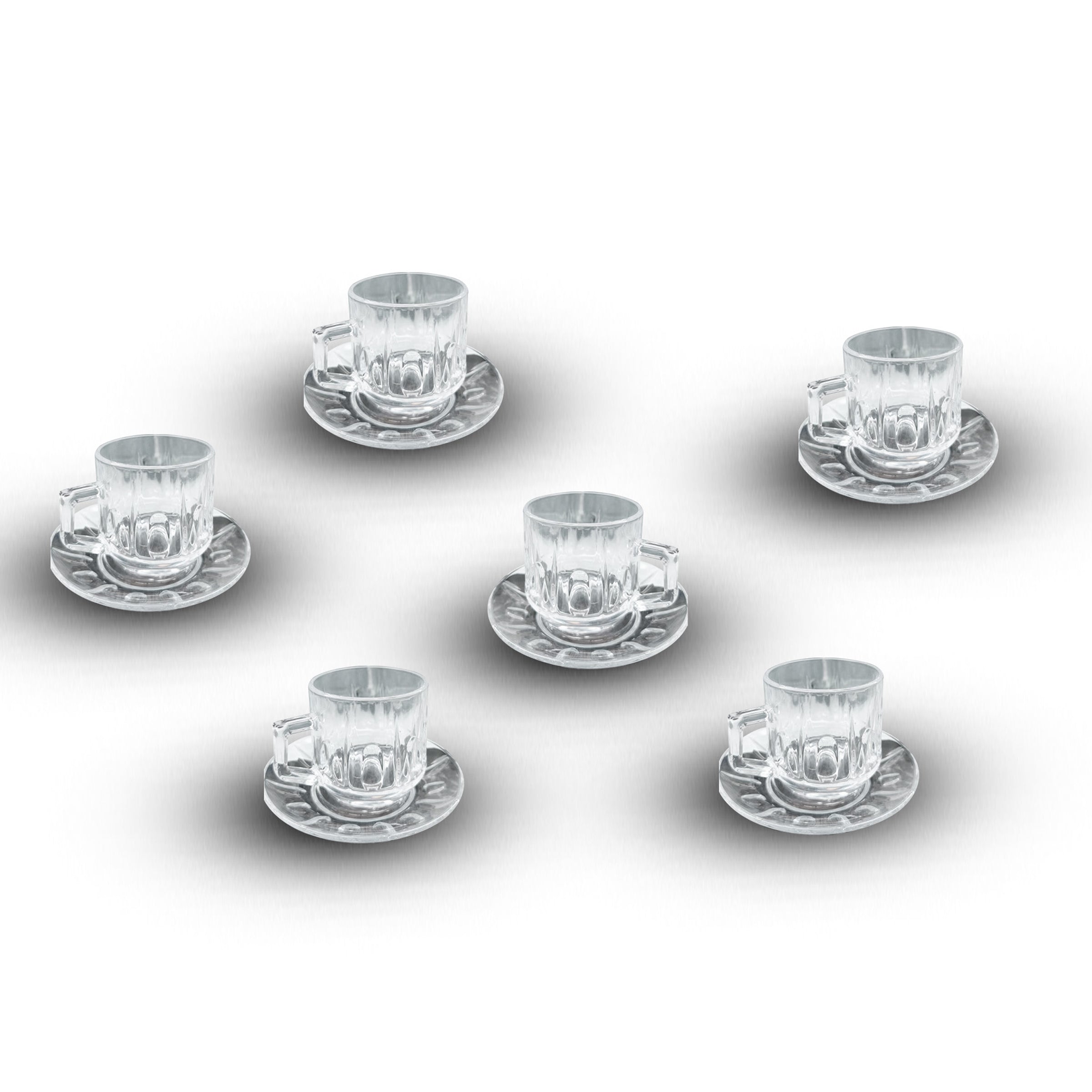 Glass Tea Cup 6pcs Set Cup/Saucers - TCF4305/L12