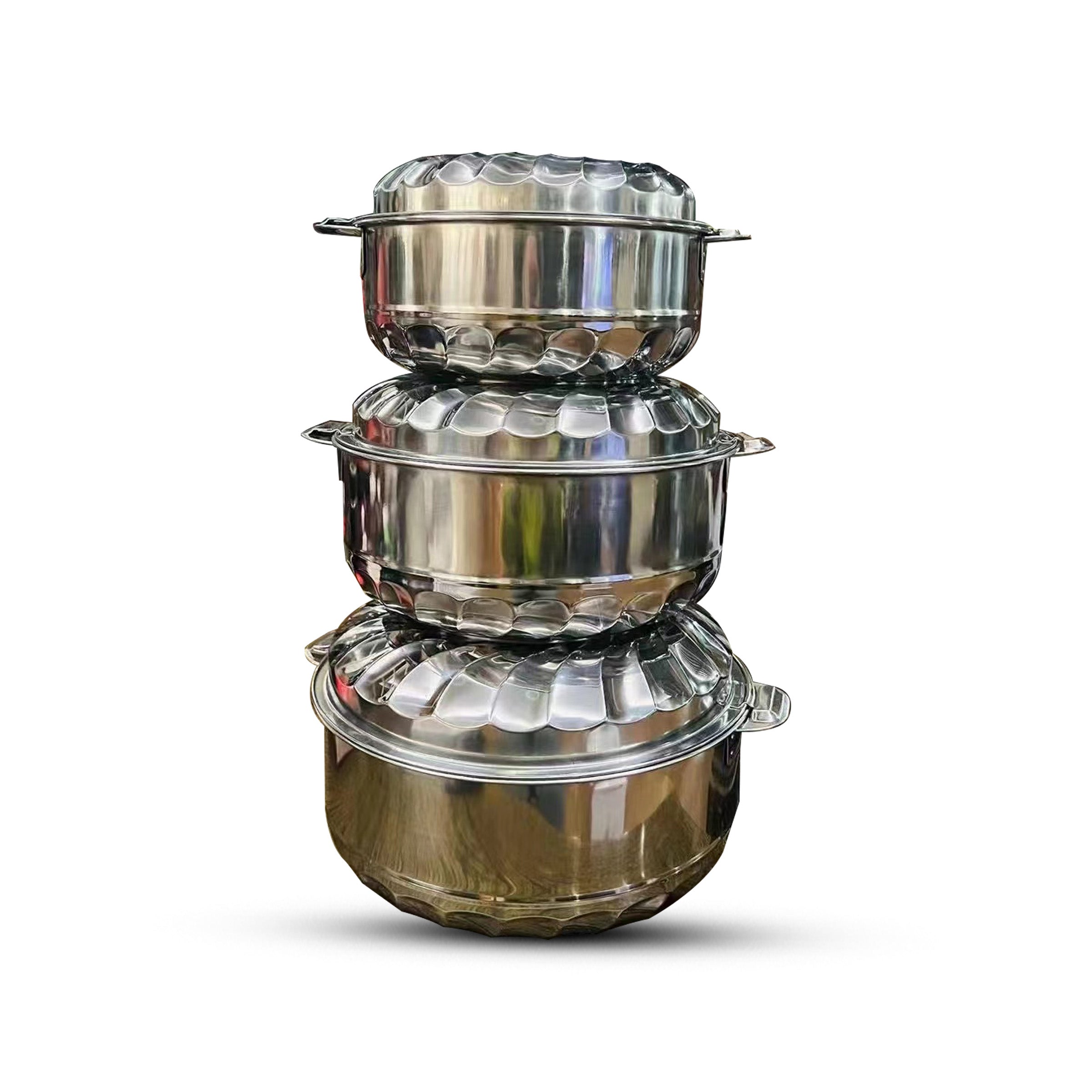 Stainless Steel Insulated Casserole Hot Pot 3 pcs Set 5,7.5,10L - YL-SSP3