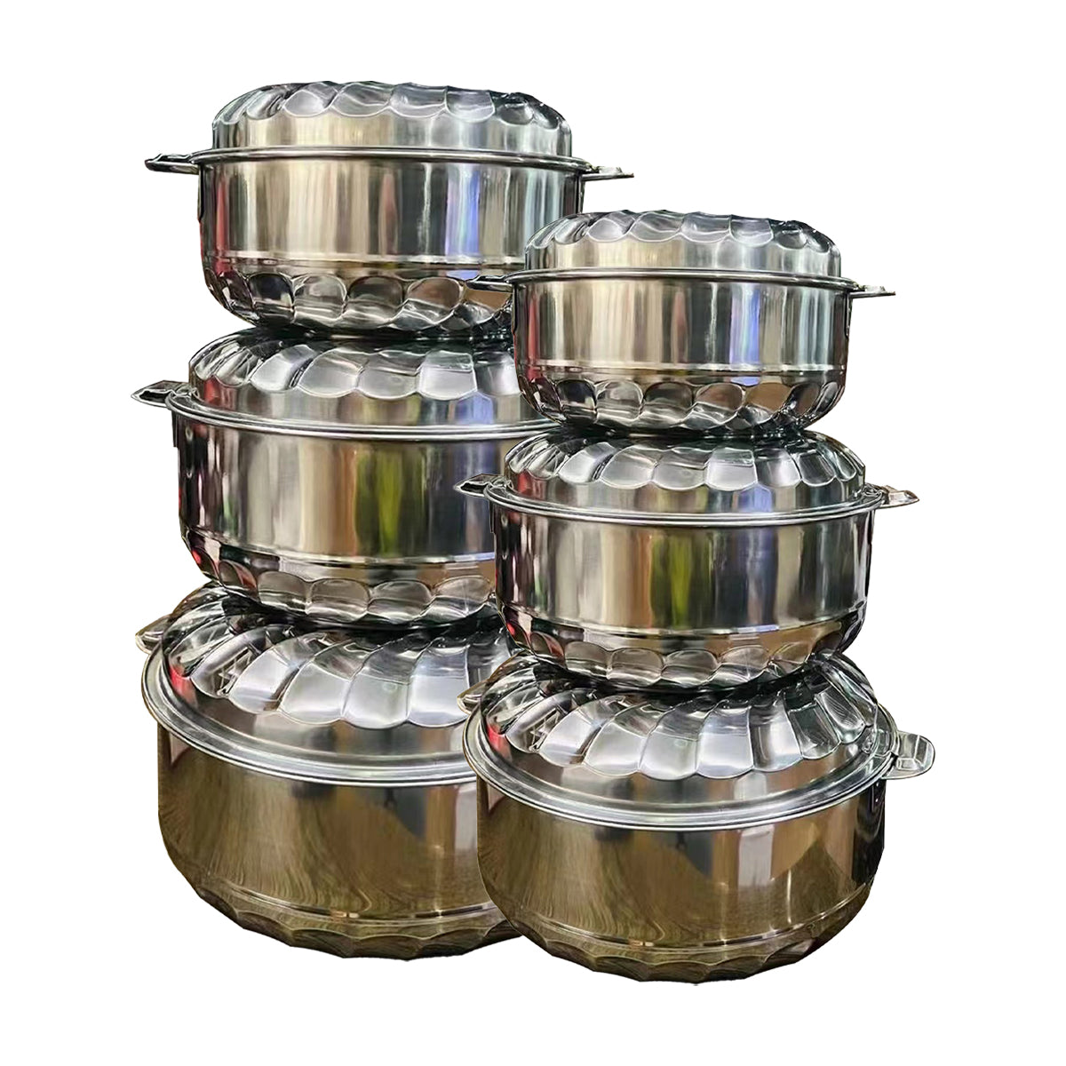 Stainless Steel Insulated Casserole Hot Pot 6 pcs Set Size: 1,2,3,5,7.5, 10L - YL-SSP6