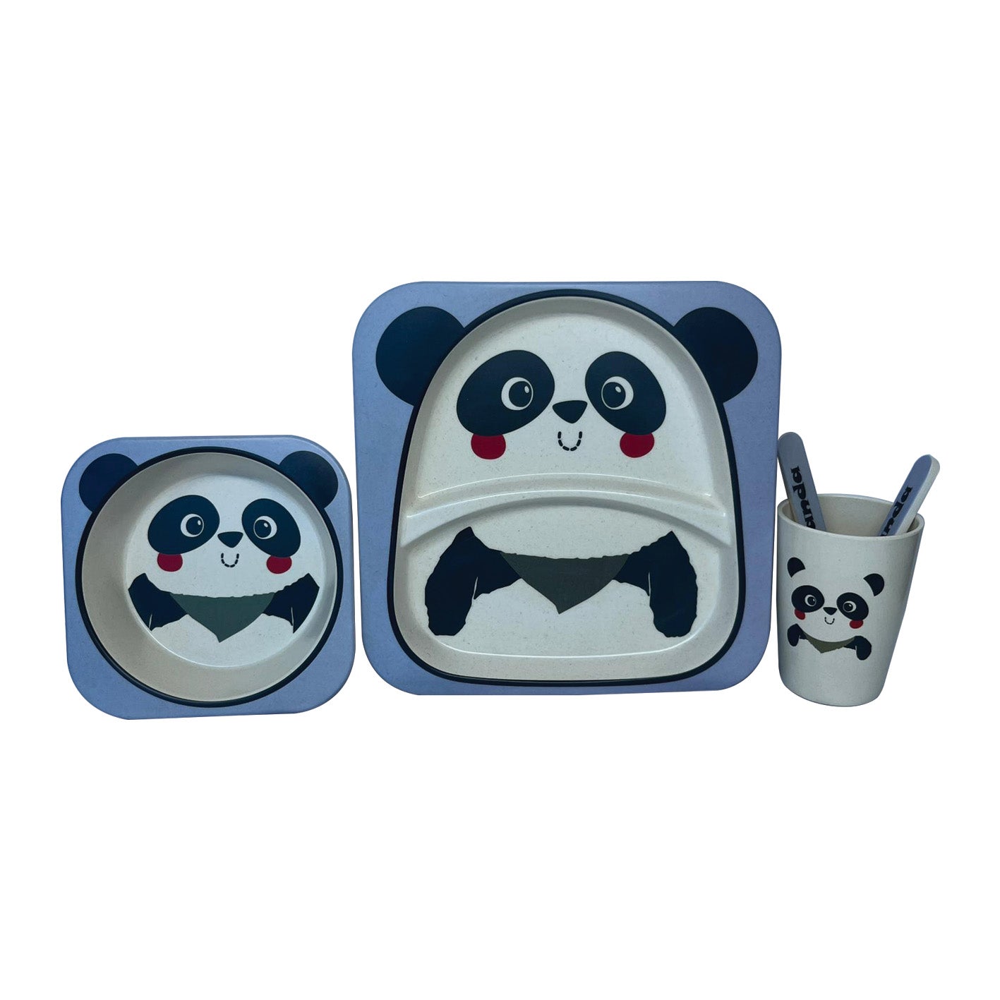 Bamboo Fiber Eco-Friendly Children's Tableware 5 Set Plate/Bowl/Cup/Spoon/Fork 16996-7