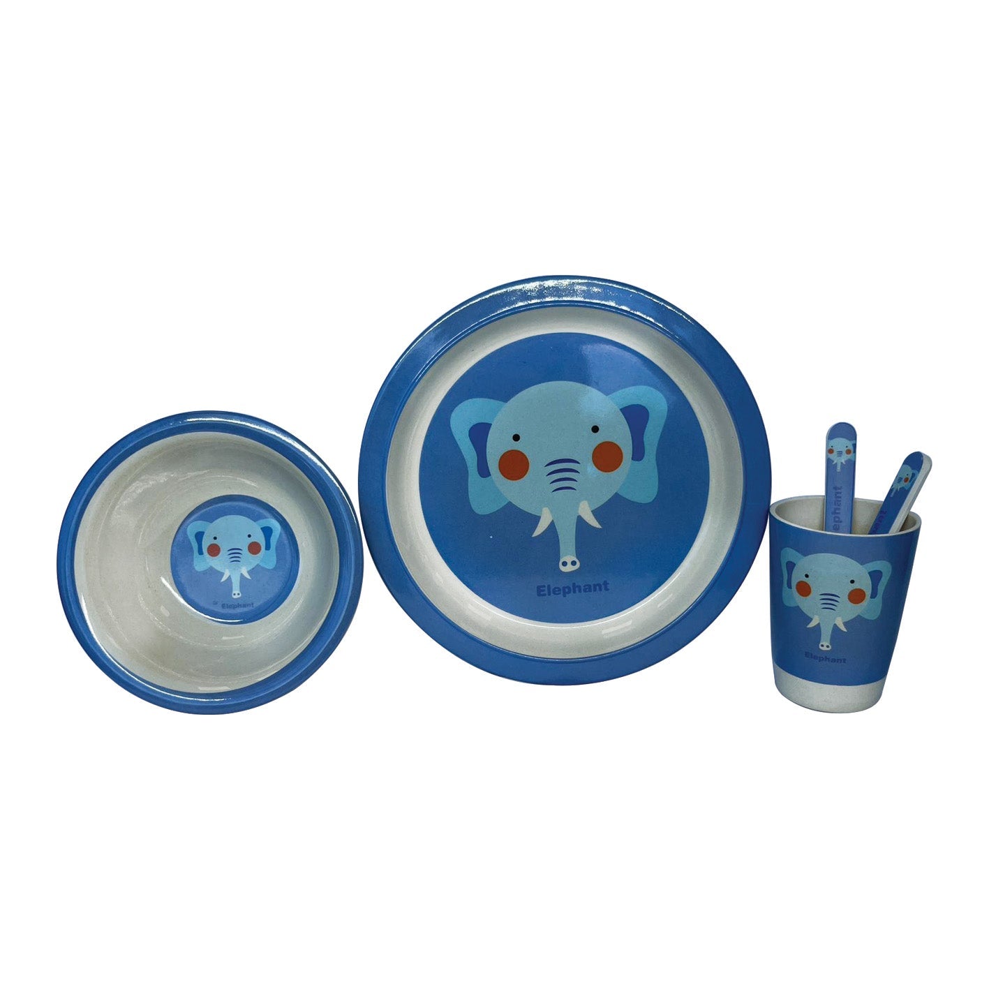 Bamboo Fiber Eco-Friendly Children's Tableware 5 Set Plate/Bowl/Cup/Spoon/Fork 16996-9