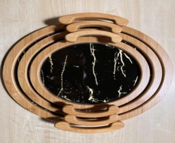 SET OF 3 ROUND TRAY BLACK 9263-31