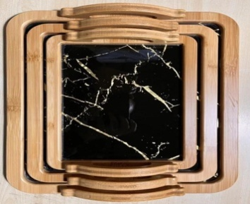 SET OF 3 RECTANGLE TRAY BLACK 9263-34