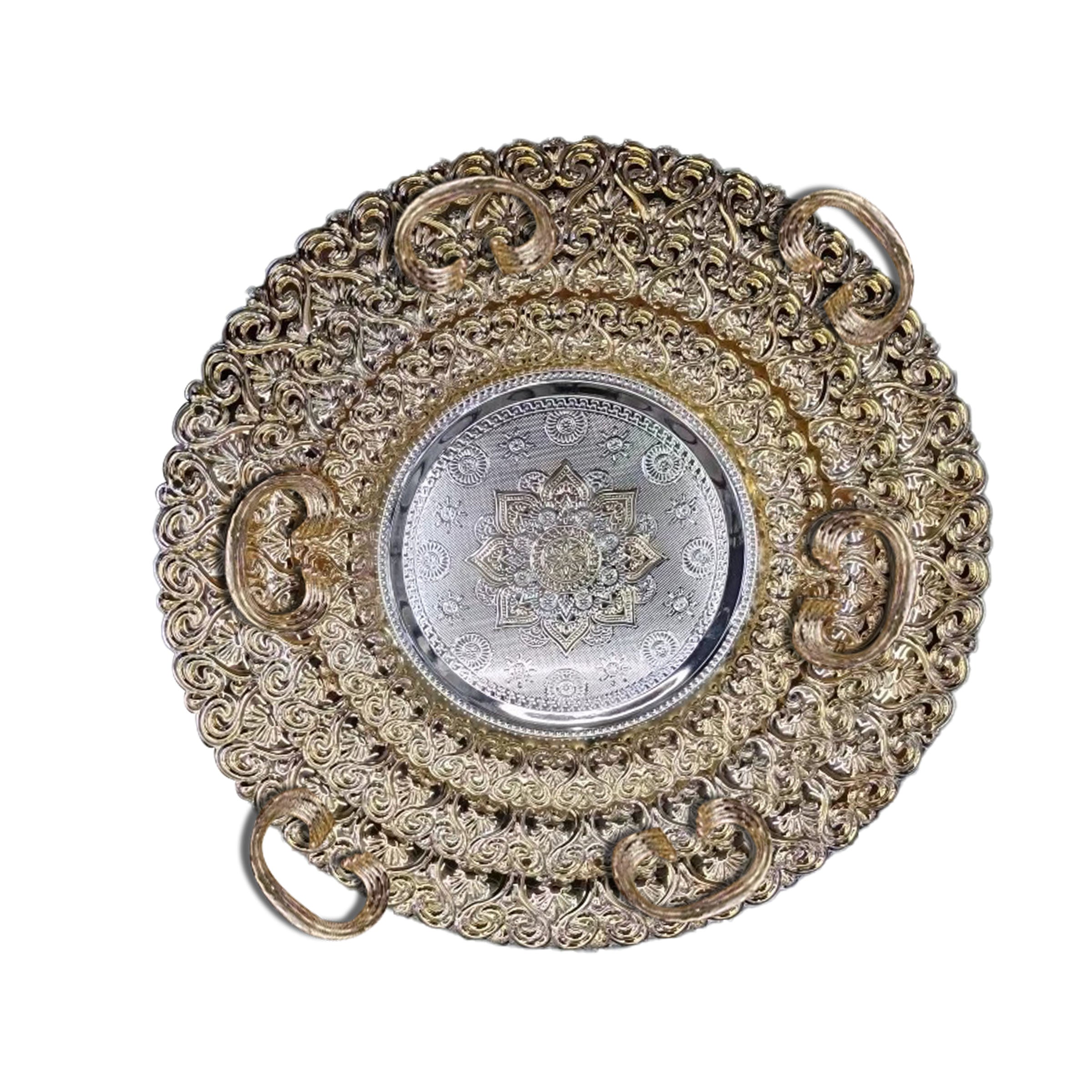 Metal Tray Set 3pcs Silver-Gold - 5-1532-SG