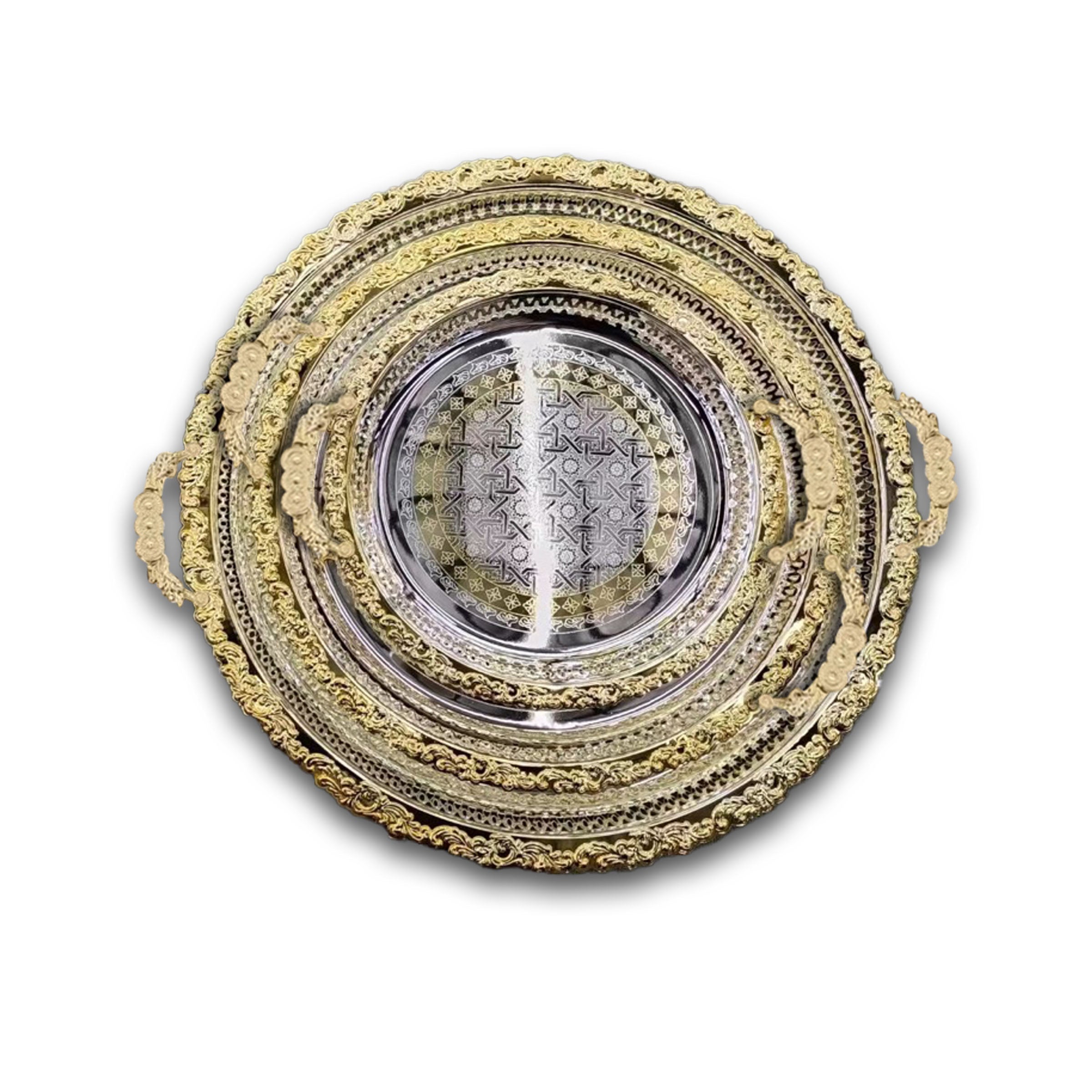 Metal Tray Set 3pcs Silver-Gold - 5-457-SG