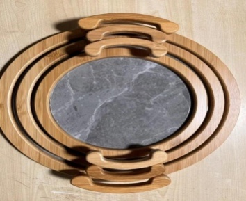 SET OF 3 ROUND TRAY GRAY 9263-33