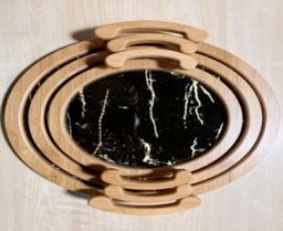 SET OF 3 OVAL TRAY BLACK 9263-27