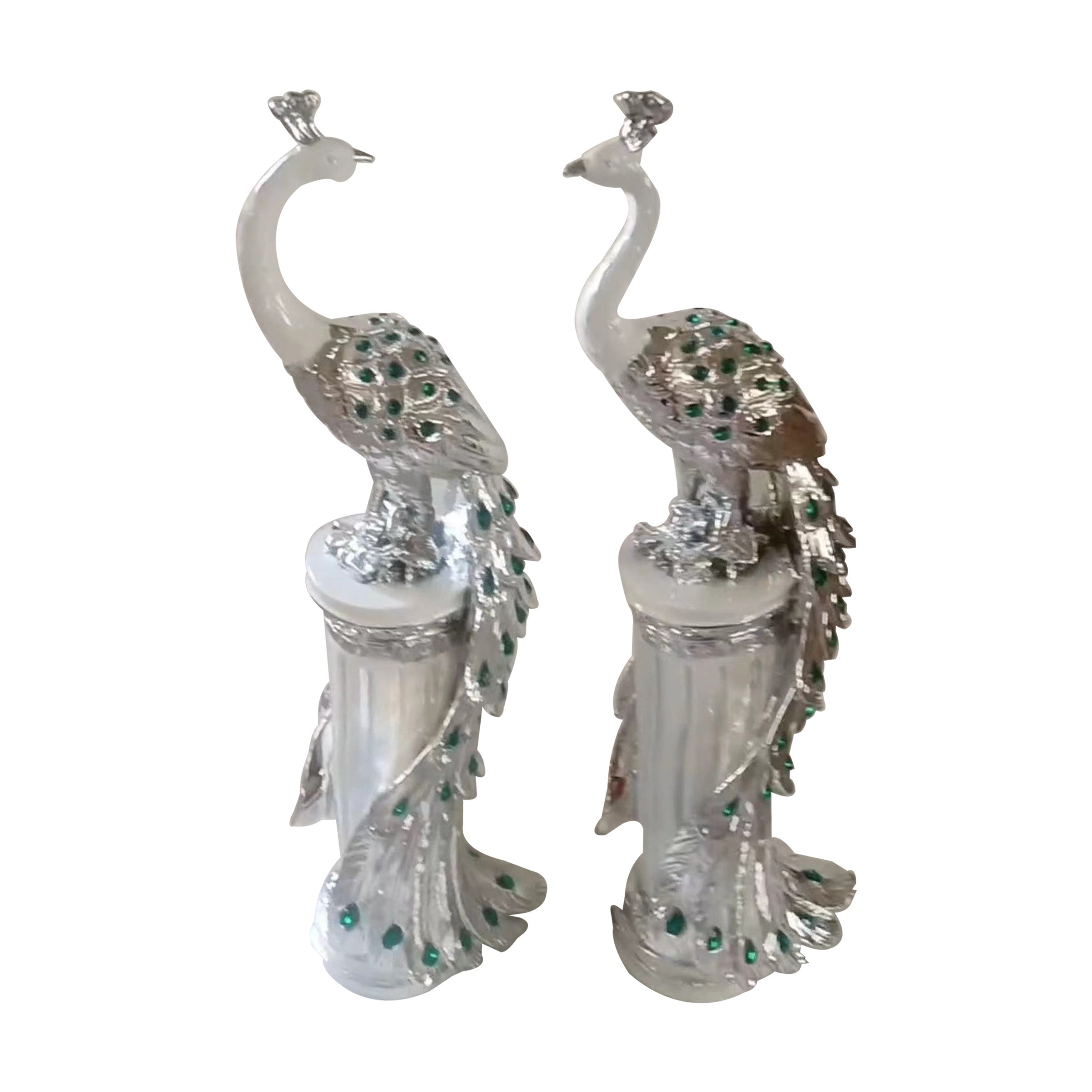 Resin Peacock Decorative Silver - A089-3A WS