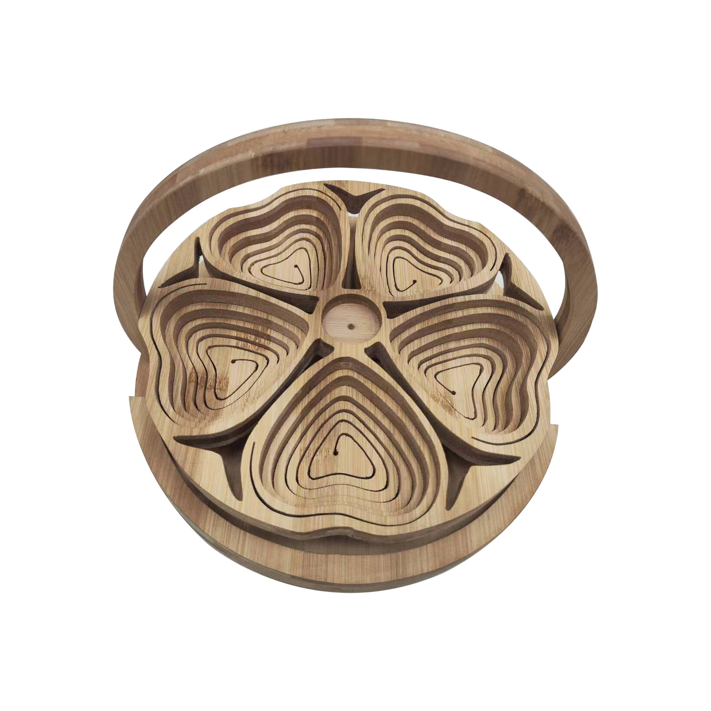 Wood Serving Basket 5 Section Hearts - BFB 5