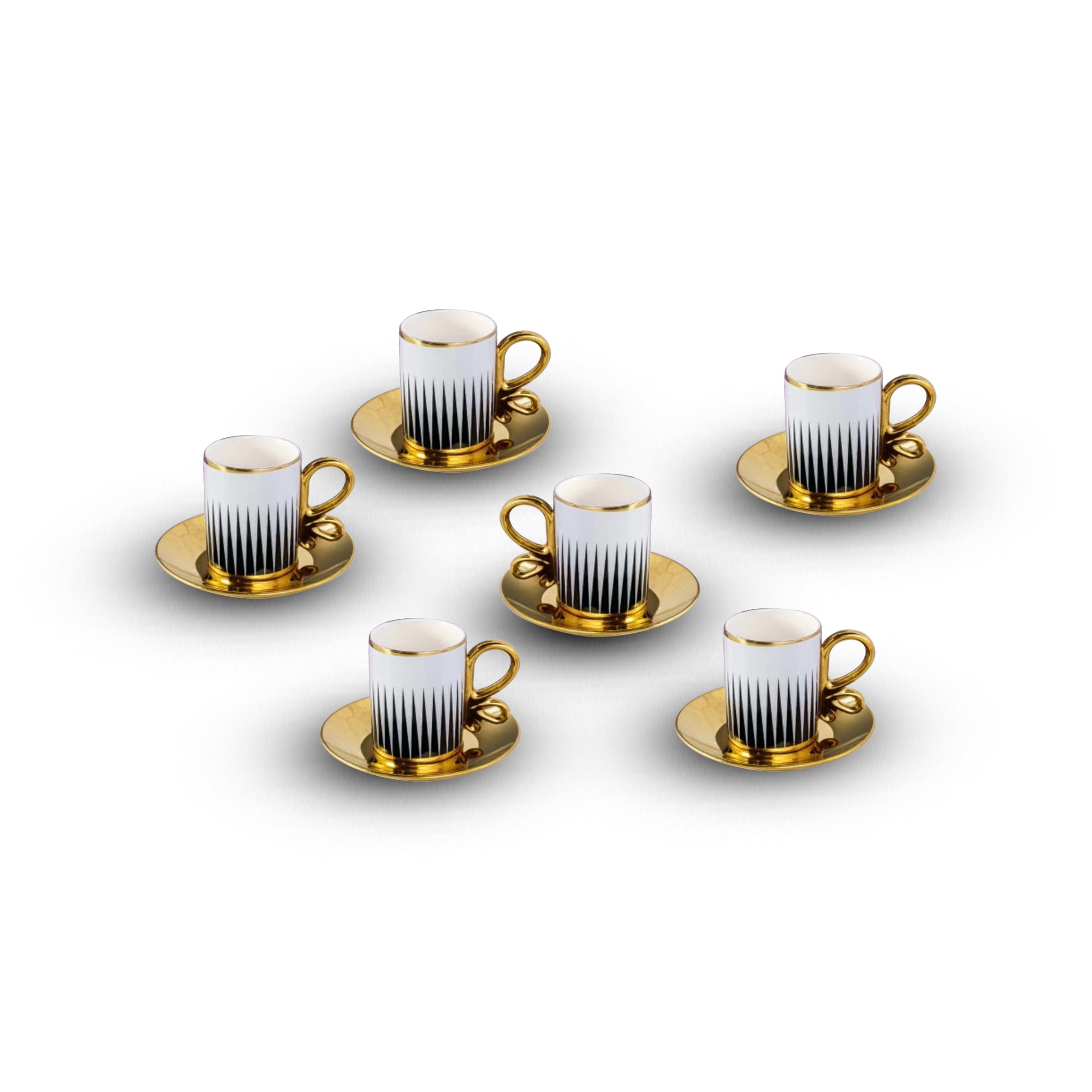 Coffee Cup Set 6pcs Cups/Saucers 100ml - CH27A-1