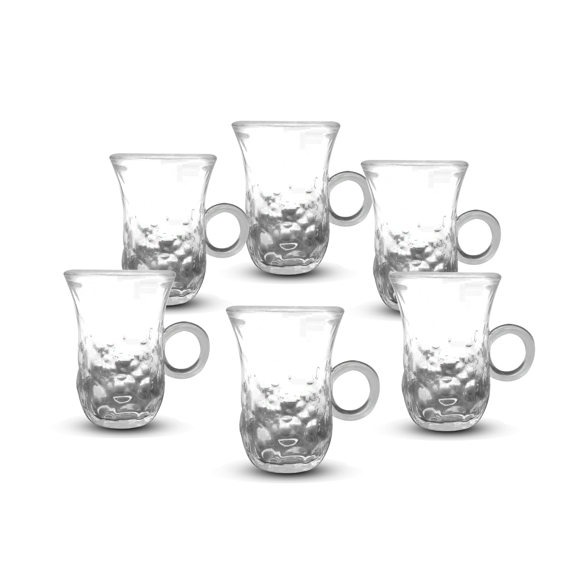 Glass Tea Cup 6pcs Set Cup/Saucers - D-138