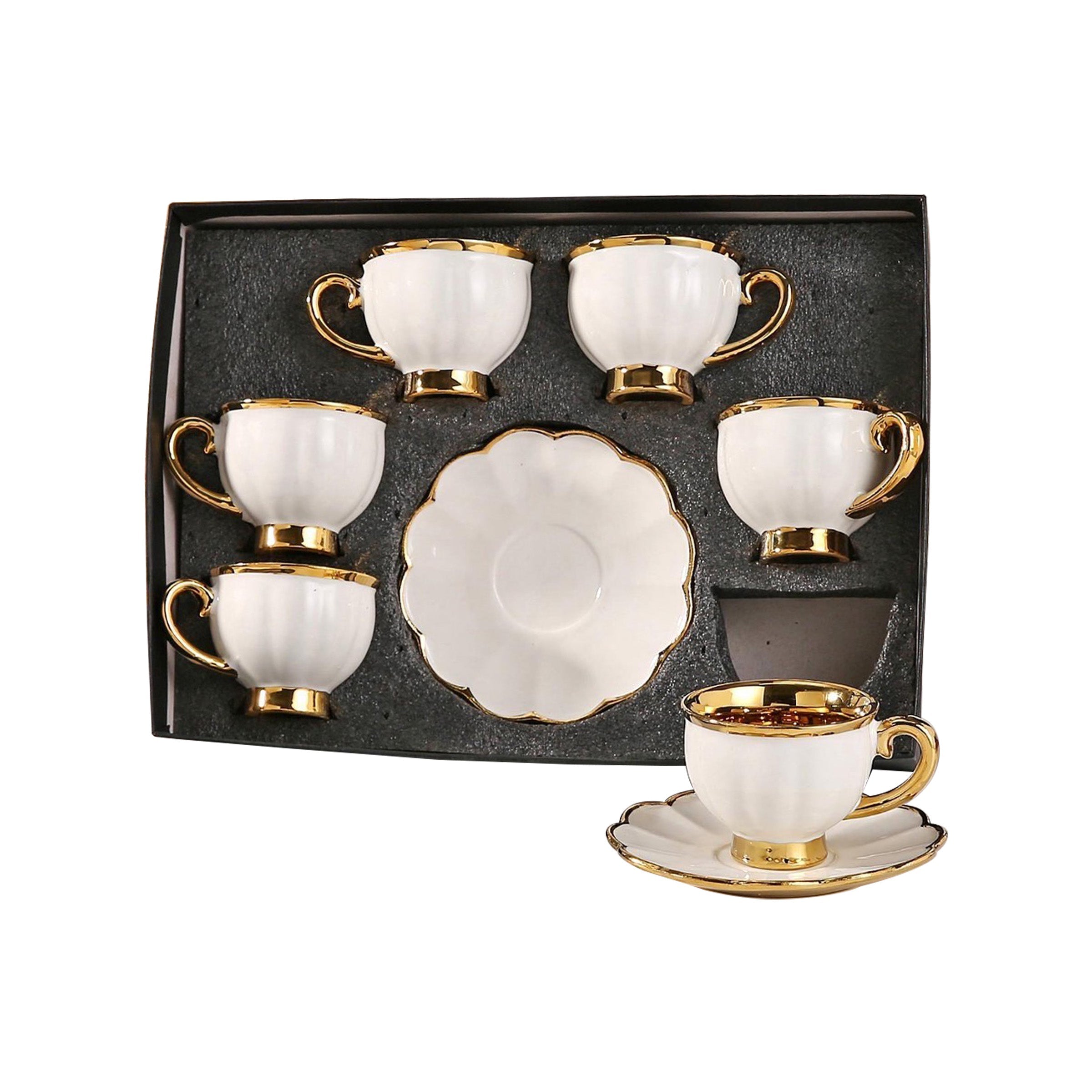 Coffee Cup Set 6pcs Cups/Saucers 100ml - HS-4022