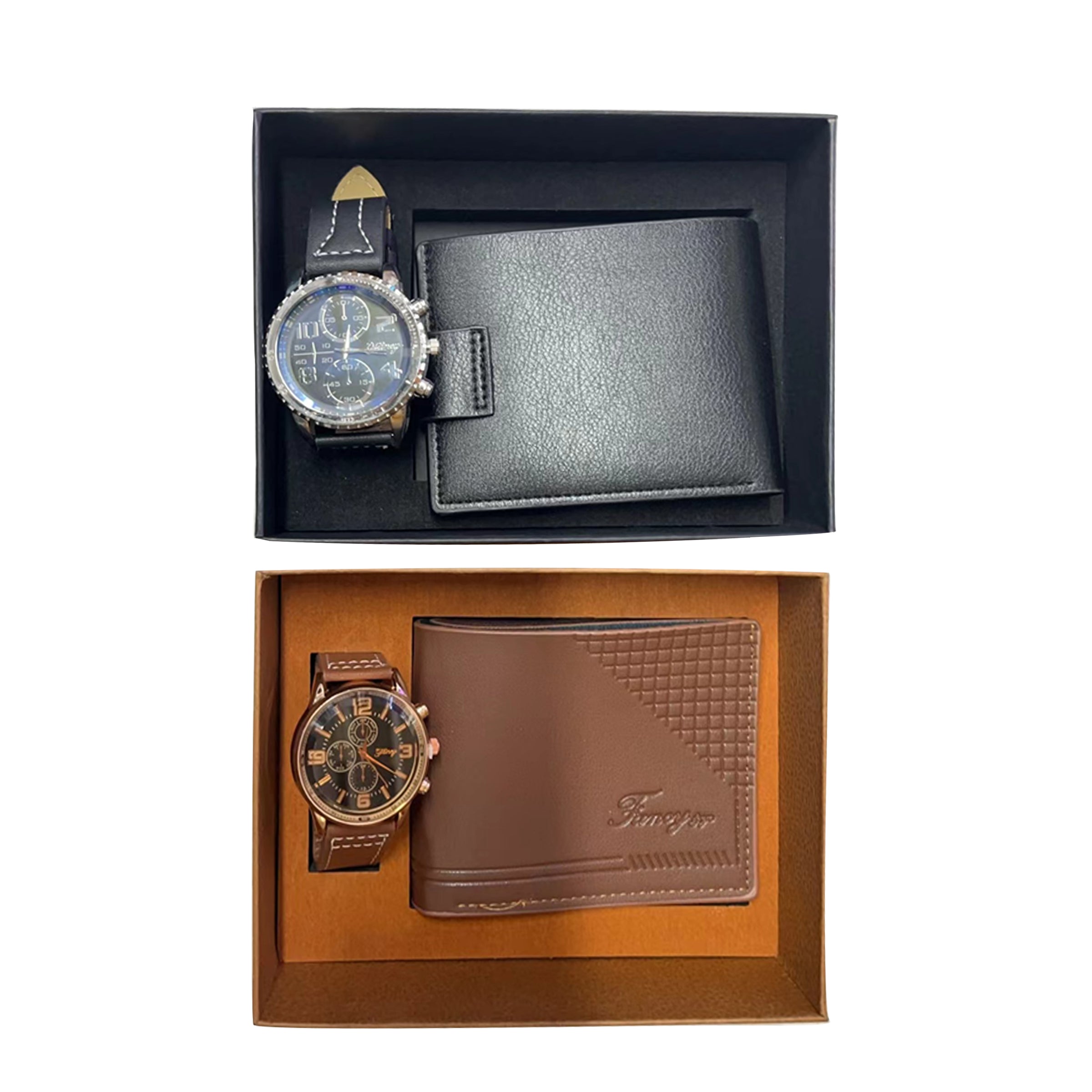Gift Set Watch Wallet 2pcs Mix Color Black/Brown - M2303
