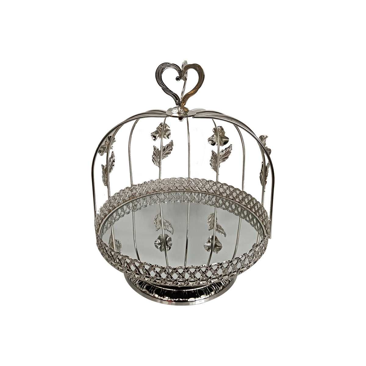 Silver Tray Clear Glass with Raised Leg - NL2213-1-S