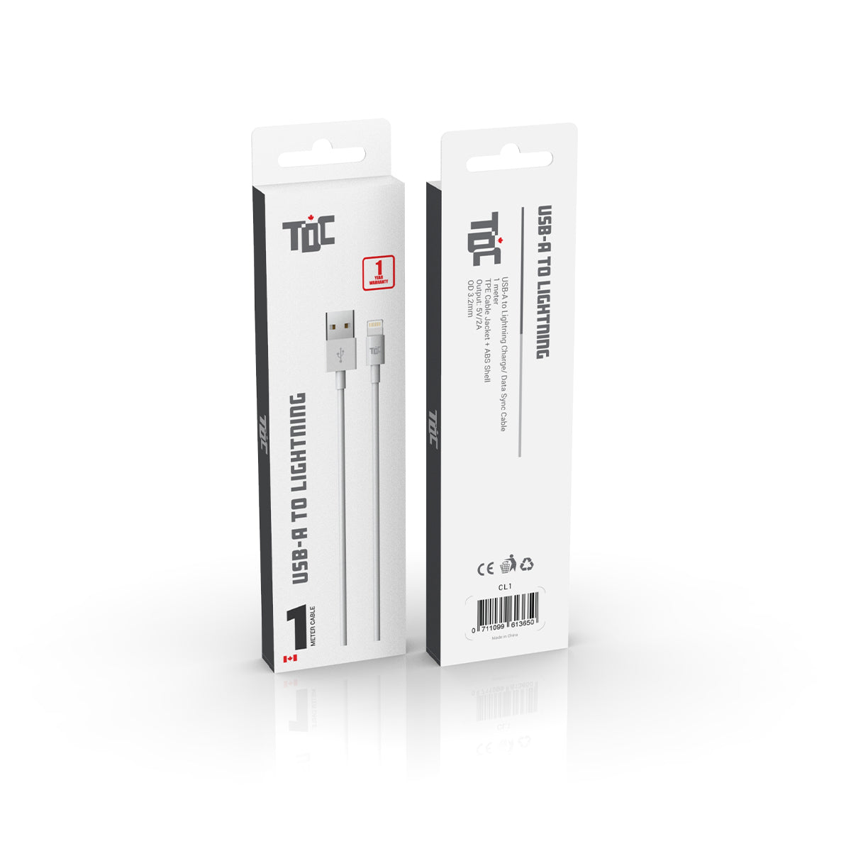 TDC USB A TO LIGHTNING 1M CABLE PACK OF 50