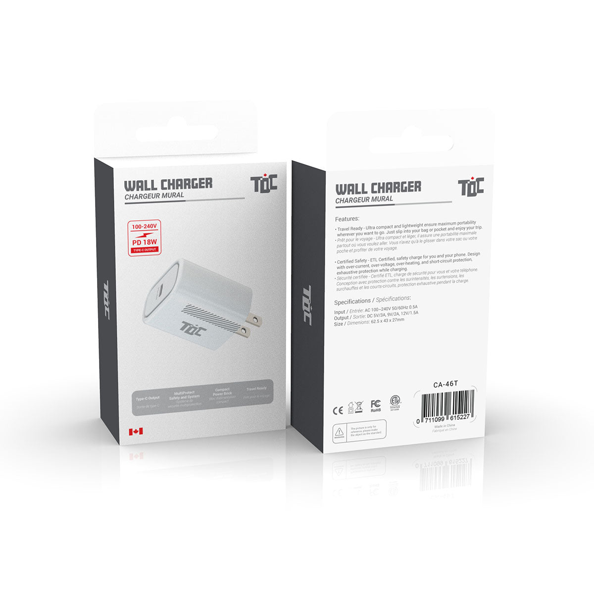 TDC PD 18W USB C WALL CHARGER PACK OF 50