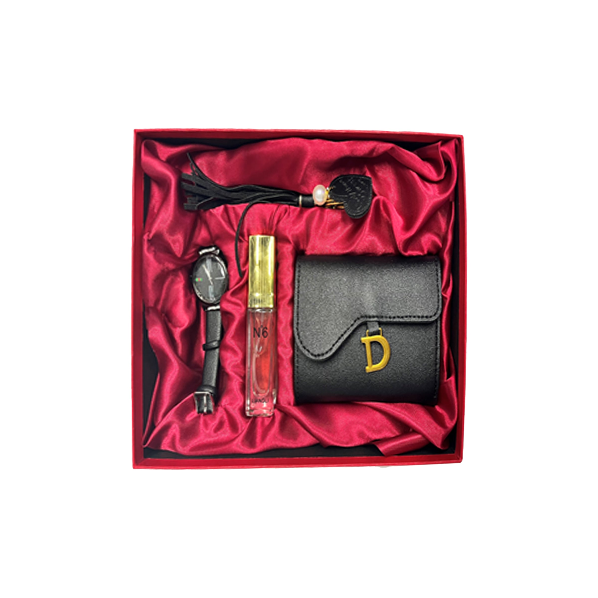 Gift Set Watch Perfume Wallet Key Chain 4pcs Set - W2806