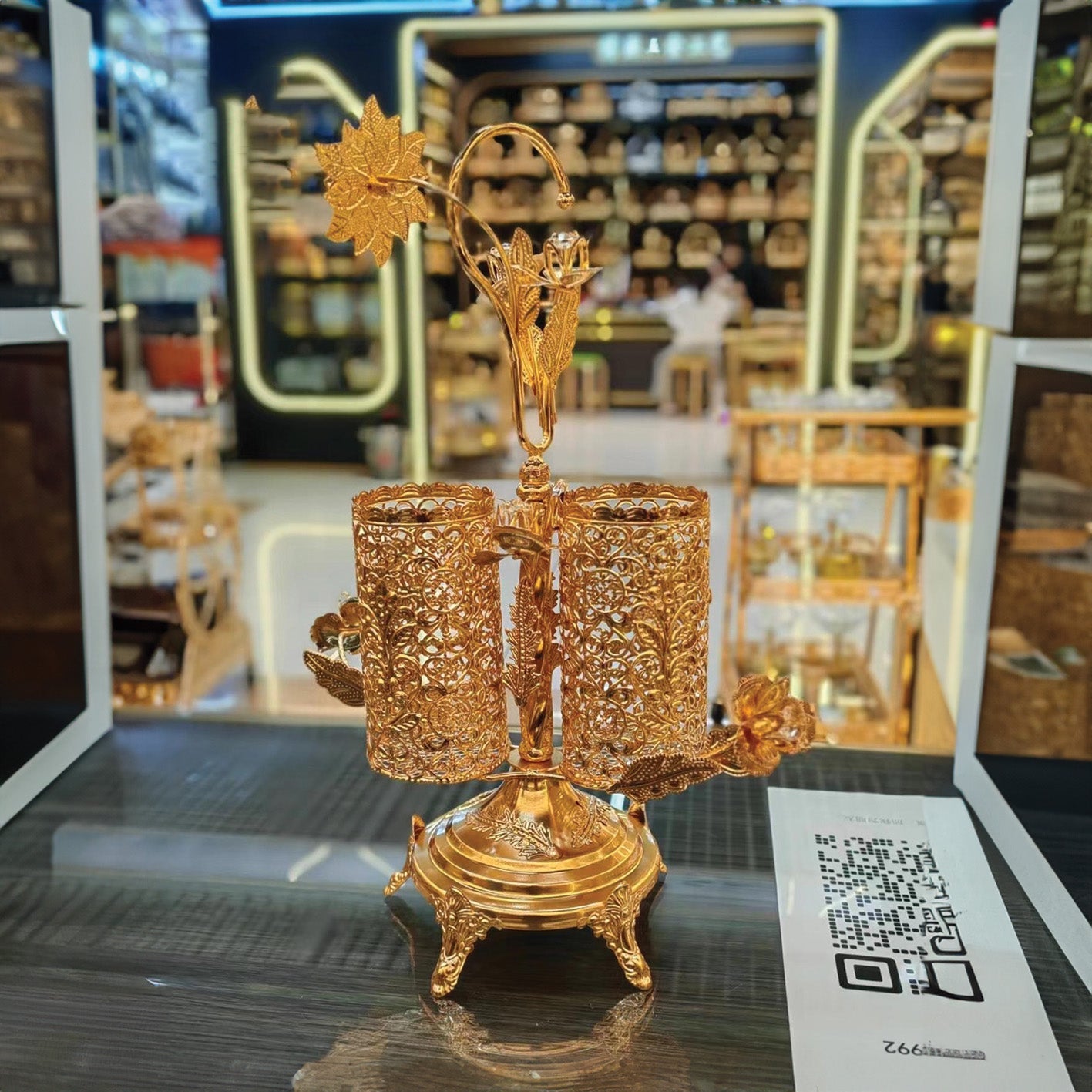 Spoon/Fork Holder  Gold 2 Heads XGP-56