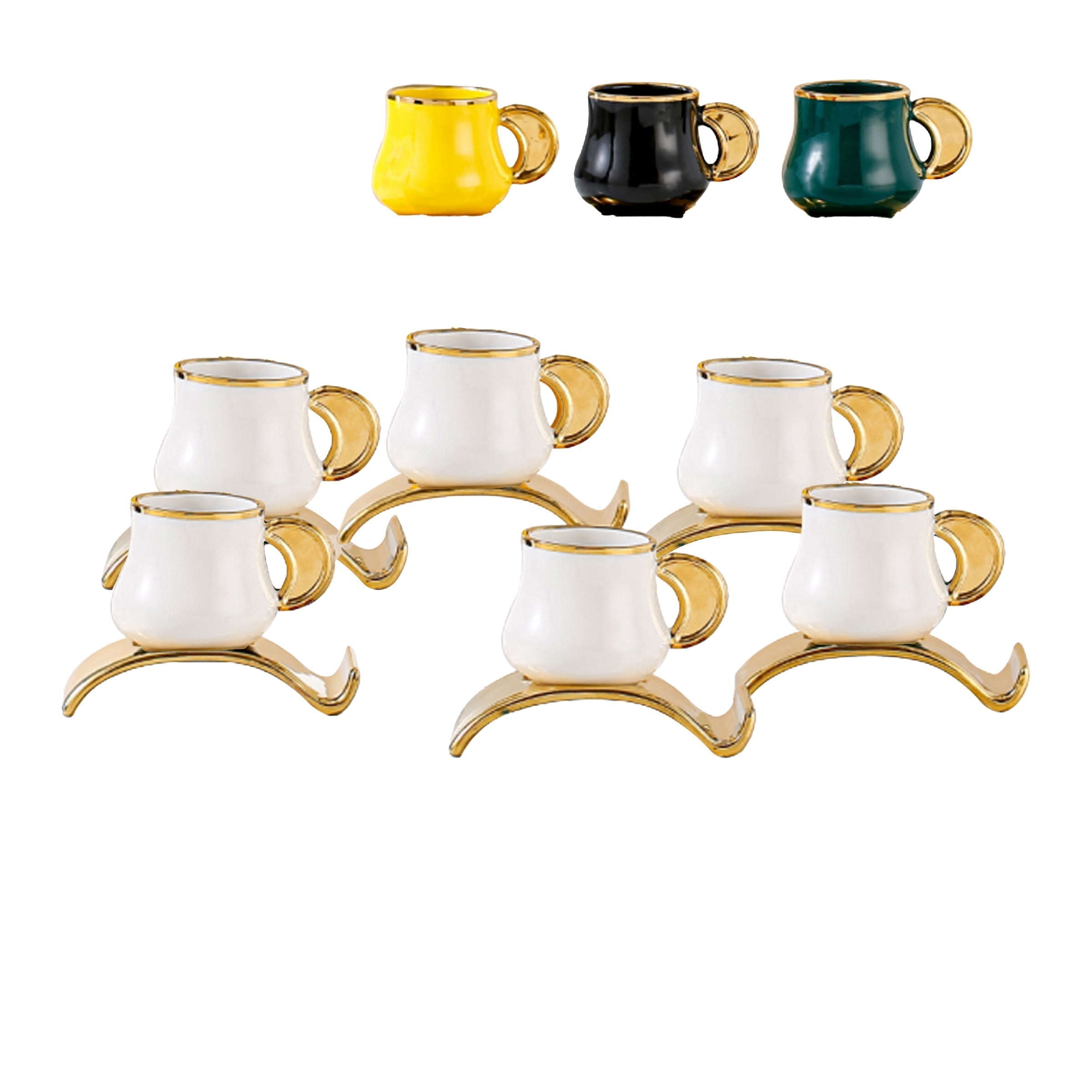 Coffee Cup Set-6pcs Cup/Saucers Mix Colors - XJ931-4