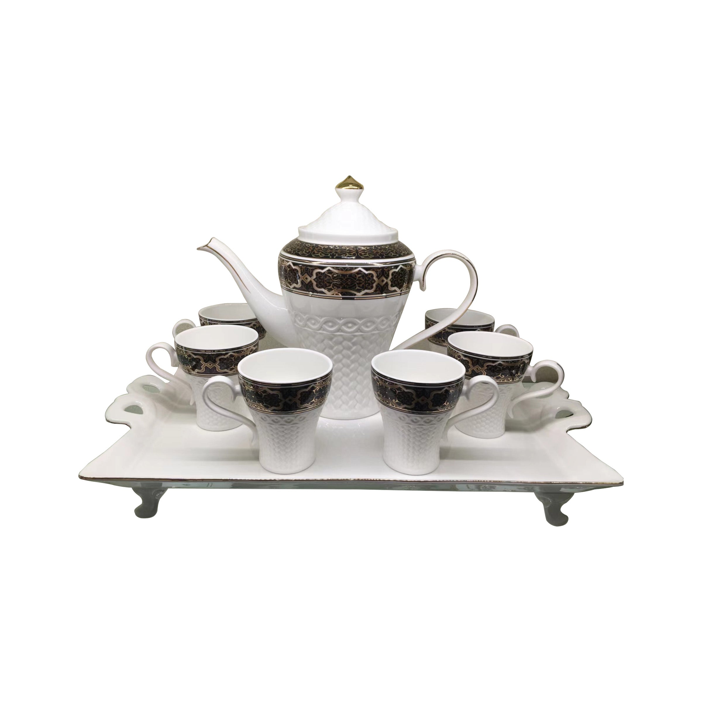 Tea Cup 8 Set Cup/Pot/Tray 66510-BL8 - XLD-8014A