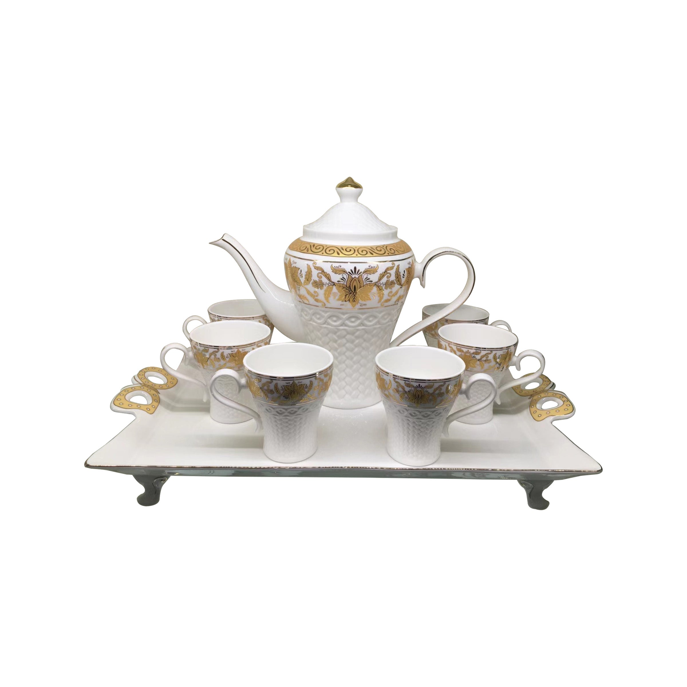 Tea Cup 8 Set Cup/Pot/Tray 66510-BL8 - XLD-8014G