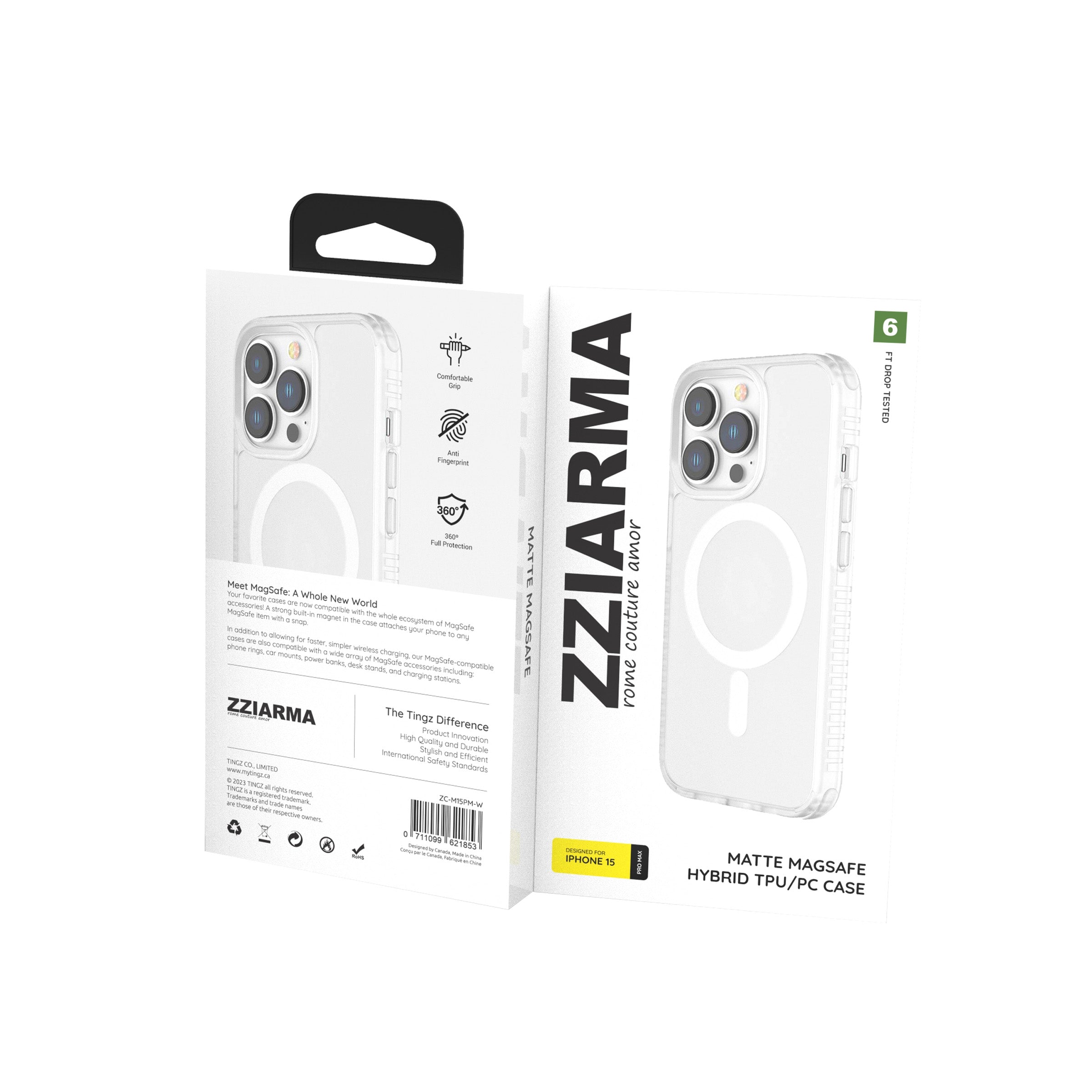 iPhone 15 Pro Max MagSafe Matte Phone Case - ZC-M15PM-W