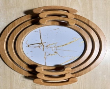 SET OF 3 OVAL TRAY WHITE 9263-26