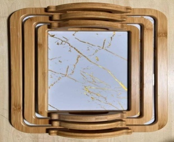 SET OF 3 RECTANGLE TRAY WHITE 9263-35