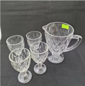 GLASS PITCHER AND GLASS CUP 4 SET JX08DLXTH